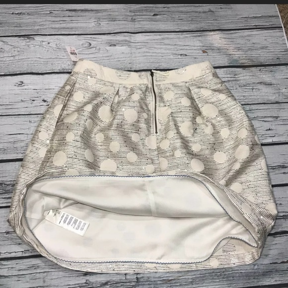 Anthropologie Skirt Jacquard Embellished Mini High Rise A-Line White Metallic 8 - Picture 7 of 15